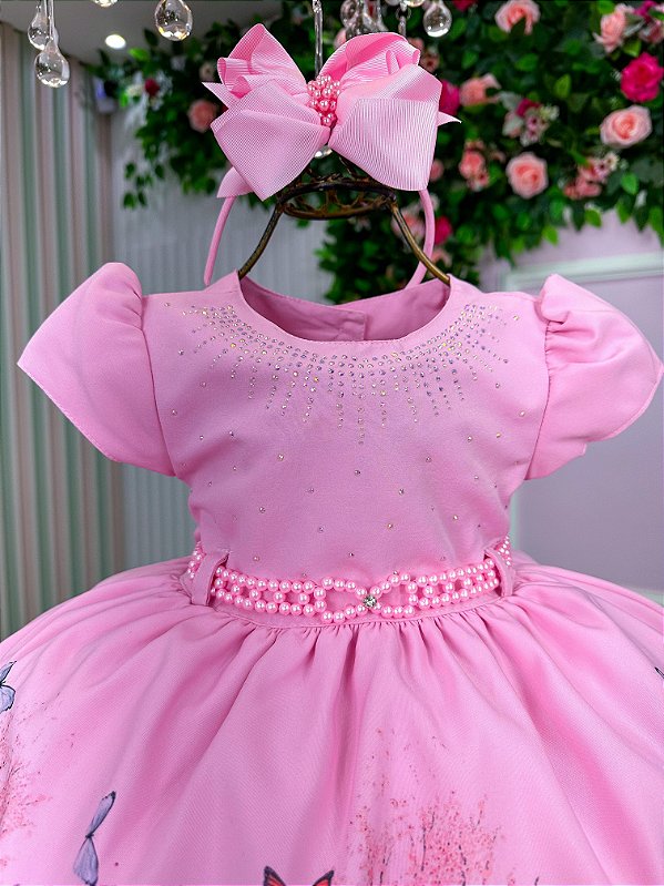 Vestido Infantil Menina Bonita Bosque Encantado Rosa