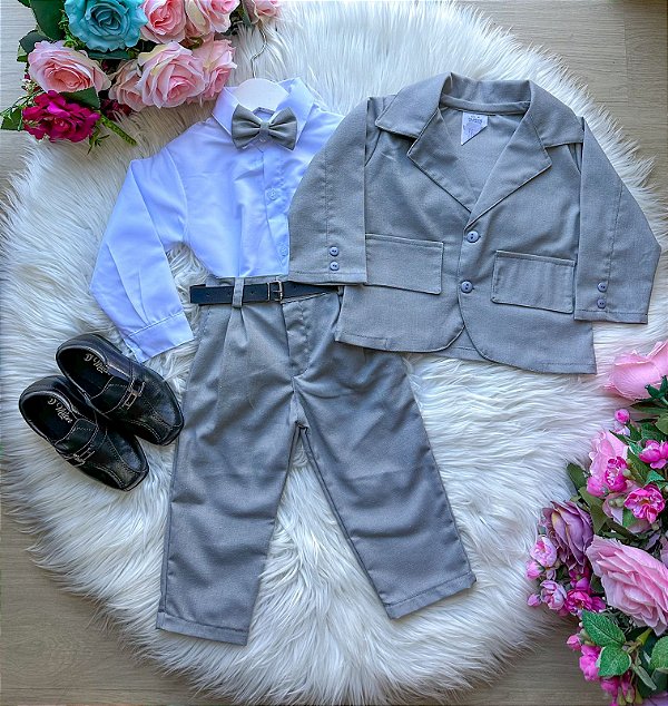 Conjunto Miss Cherry Social Terno Pedro Cinza
