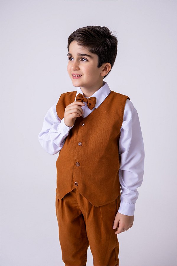Conjunto Miss Cherry Social Leonardo Colete Caramelo