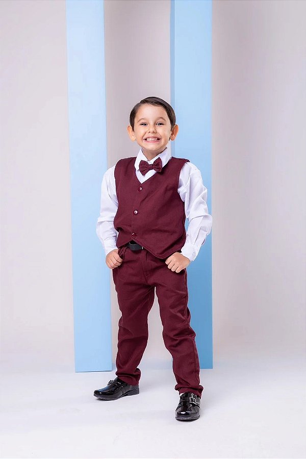 Conjunto Miss Cherry Social Leonardo Colete Marsala
