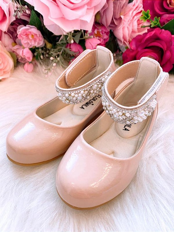 Sapatilha Flor di Mila Nude - Rose "Perolas" Luxo