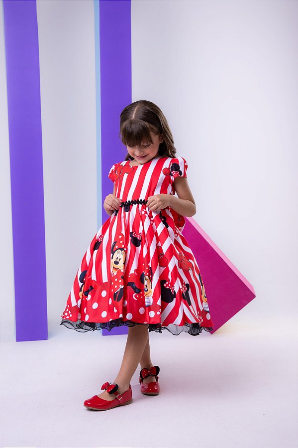 Vestido Infantil Temáticos da Gigi Minnie/Minie Vermelha