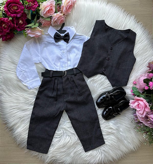 Conjunto Miss Cherry Colete Alfaiataria Preto
