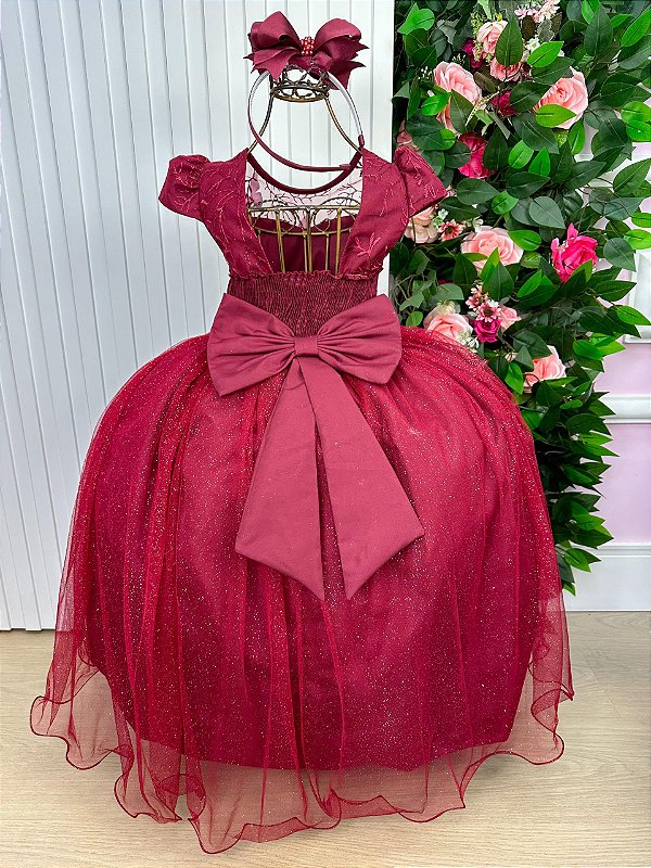 Vestido Vila Lele Longo Jardim Encantado Borboletas Marsala
