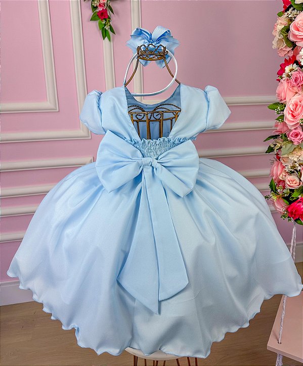 Vestido Ysa Kids Azul Bebe Peito Perolas