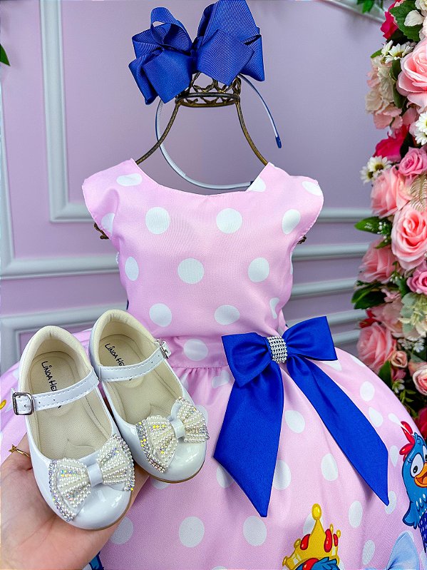 Vestido Tematicos Luxo Galinha Pintadinha Rosa e Azul