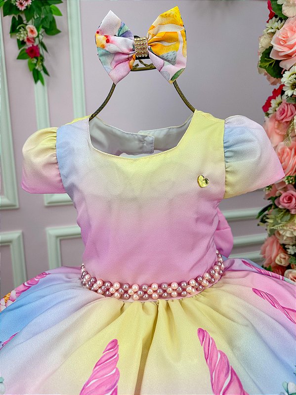 Vestido Mimadine Unicornio Colorido - Arco Iris