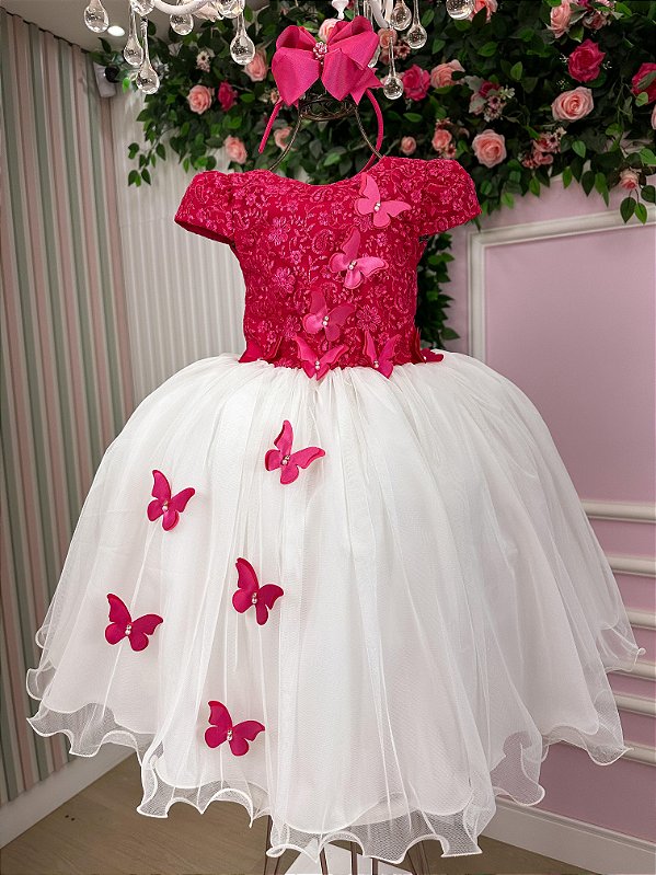 Vestido Juvenil - Midi Vila Lele Sabrina Pink e Off