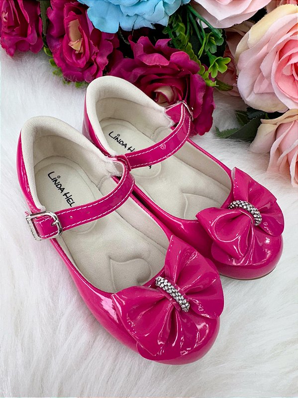 Sapatilha Flor Di Mila Pink Laço Com Strass