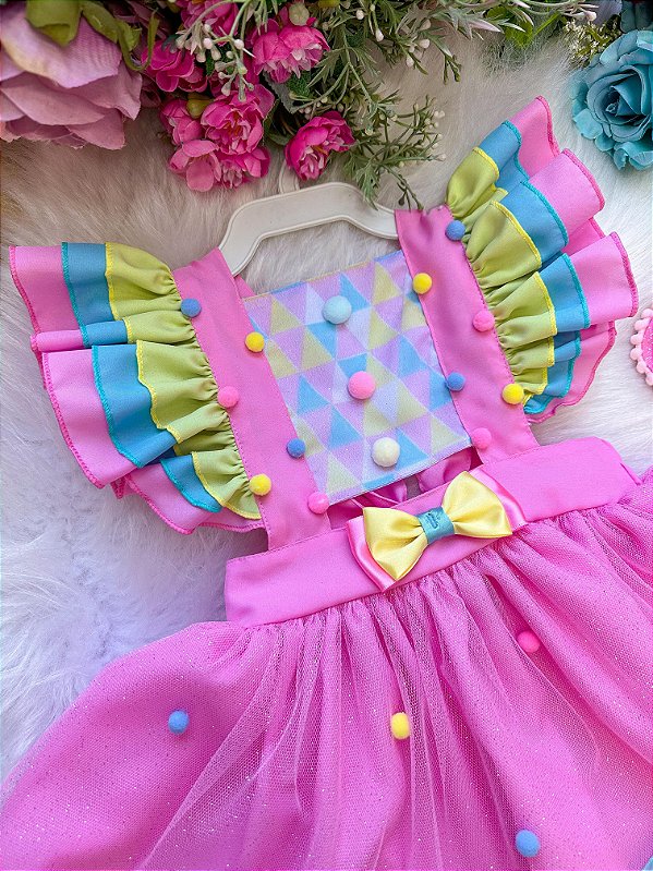 Romper/Vestido Princesa Circo -Doces -Doceria - Candy Rosa