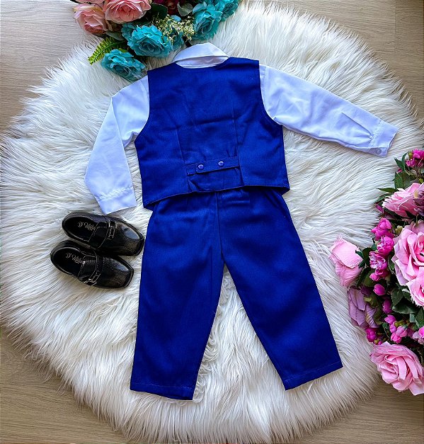 Conjunto Miss Cherry Social Leonardo Colete Azul Royal