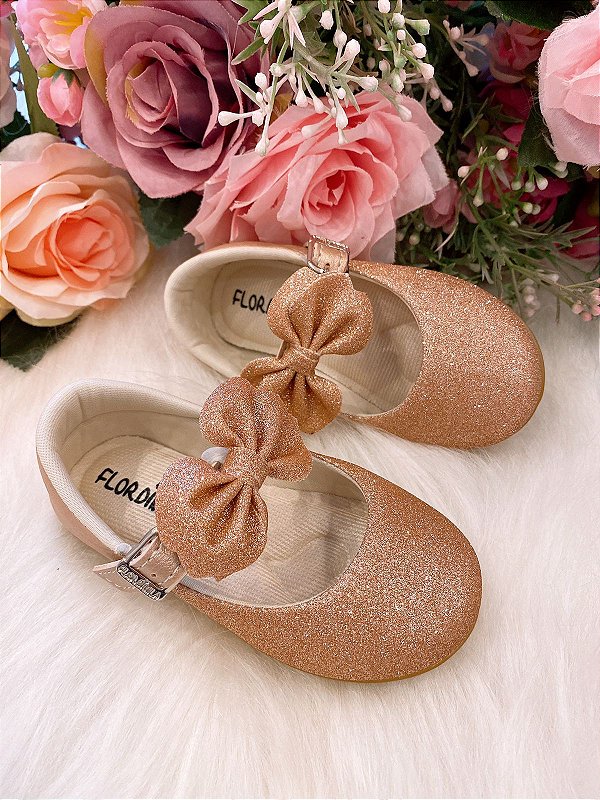 Sapatilha Flor Di Mila Bronze Gliter