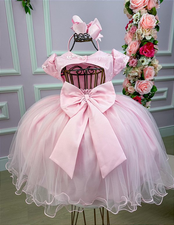 Vestido Infantil Menina Bonita Rosa Borboletas