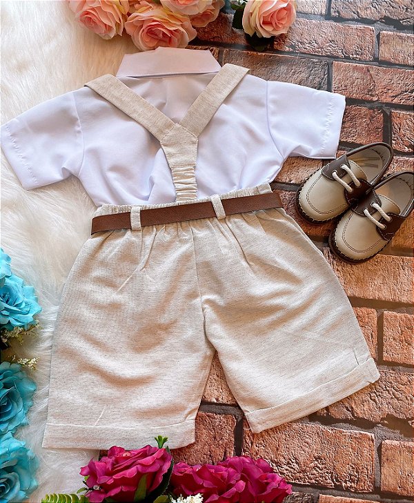 Conjunto Miss Cherry Social Linho Shorts Gustavo