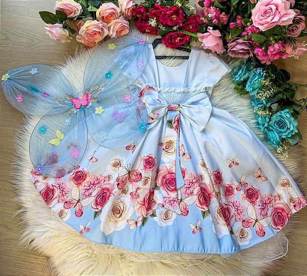 Vestido Giovanella /Giovanela Azul Bebe Borboletas
