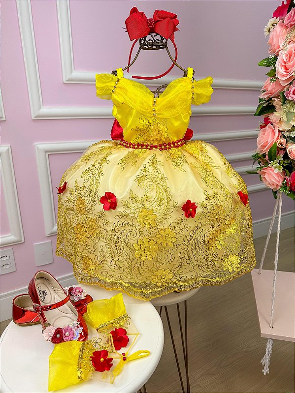 Vestido Princesa Tematico Bela e a Fera