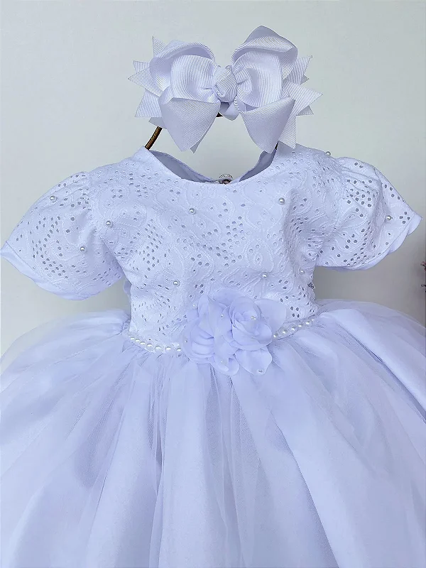 Vestido Marie Bebe Branco Flor