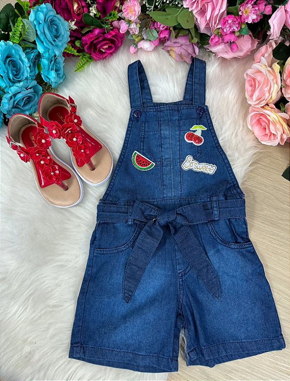 Jardineira Princesa Belli Jeans Frutinhas