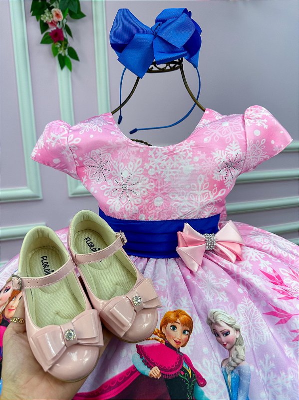 Vestido Infantil Temáticos da Gigi Frozen Rosa
