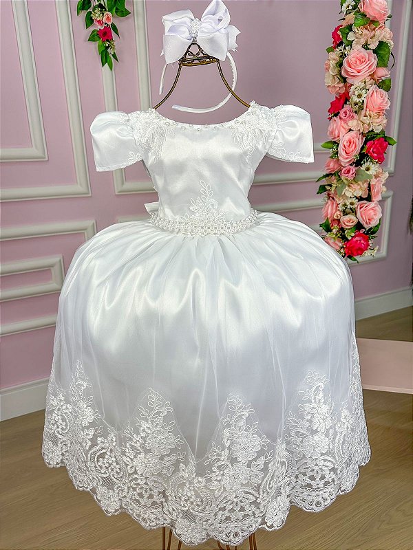 Vestido Enjoy Longo Dani Branco Rendado