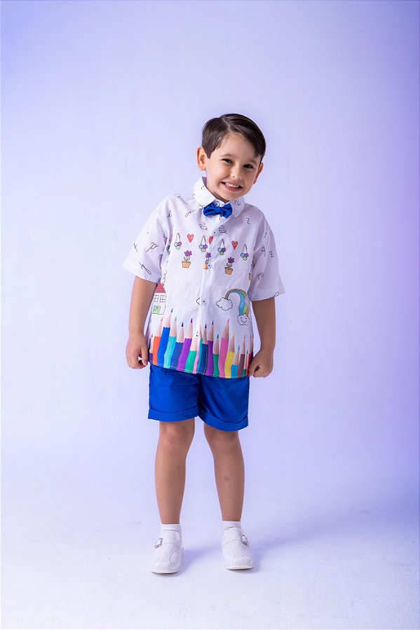 Conjunto Miss cherry Meninos - Lapis Aquarela Azul ABC