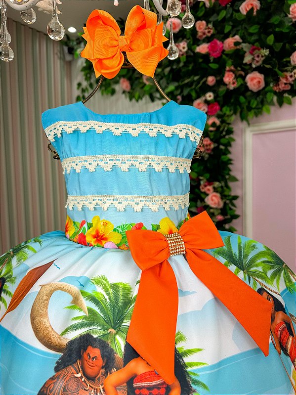 Vestido Infantil Temáticos Luxo Moana Modelo 2
