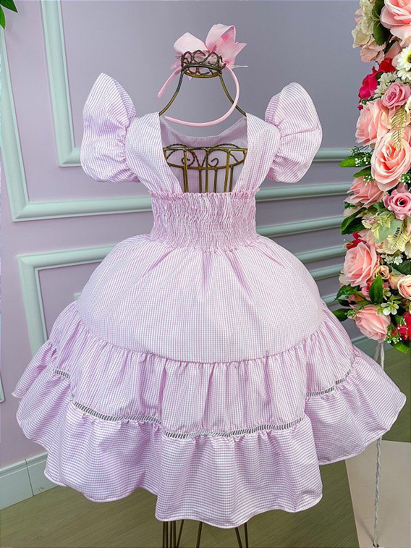 Vestido Junino Banana Club Modinha Rosa Bebe