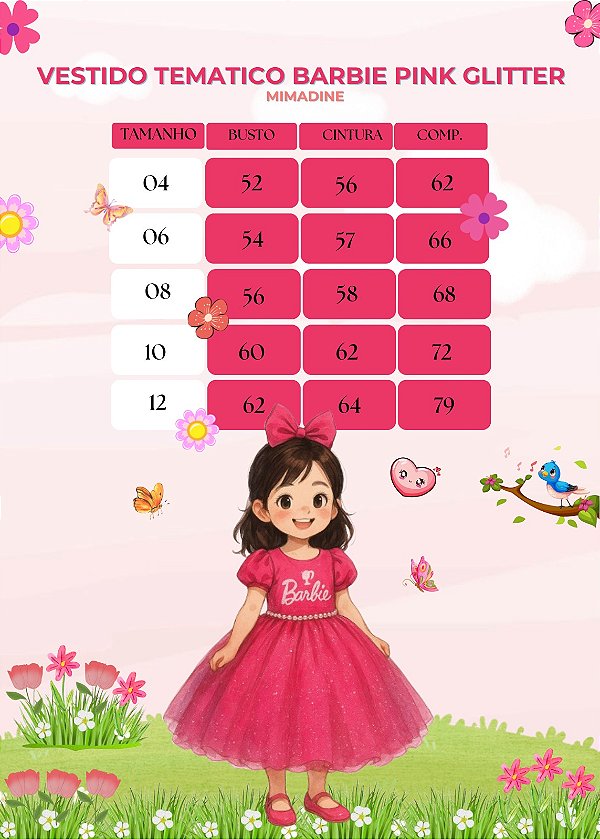 Vestido Tematico Mimadine Barbie Pink Glitter