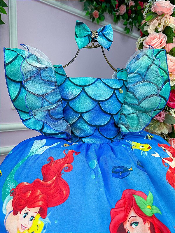 Vestido Temáticos Kids Ariel - A Pequena Sereia
