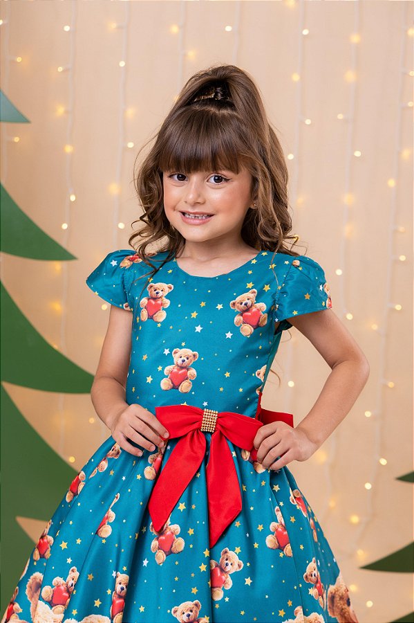 Vestido Marie Milena Ursinhos Verde - Natal