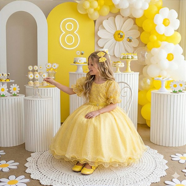 Vestido Bella Child Laize Amarelo