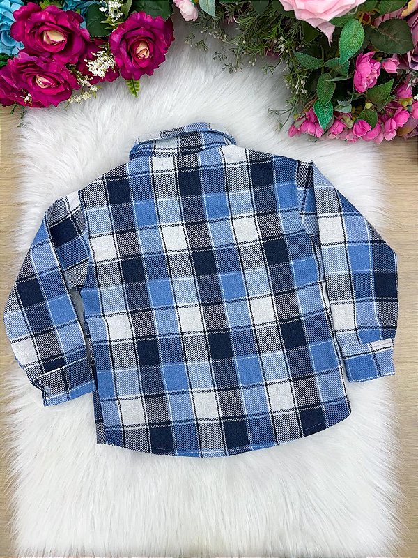 Camisa Flanelada Xadrez Junina James Azul