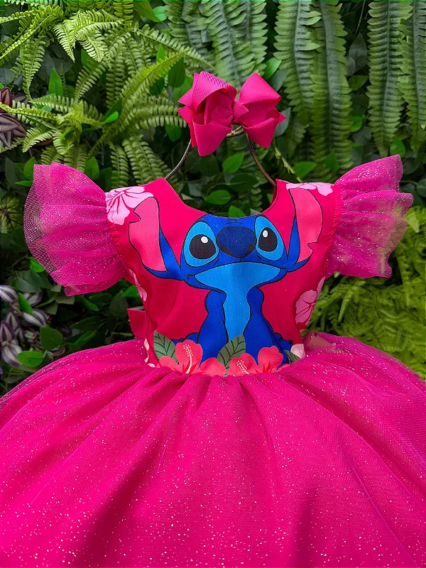 Vestido Tematicos Ysa Kids Lilo Stitch com Led  + Saiote