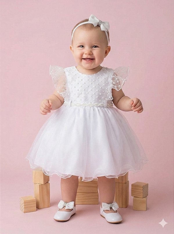 Vestido Menina Bonita Bebe Ana Carolina Branco