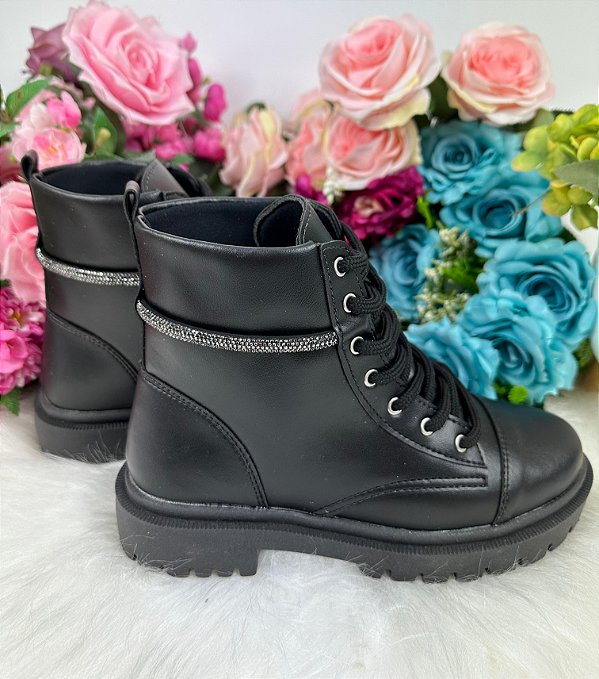 Bota/Coturno Ousadia Preta Adulta Strass