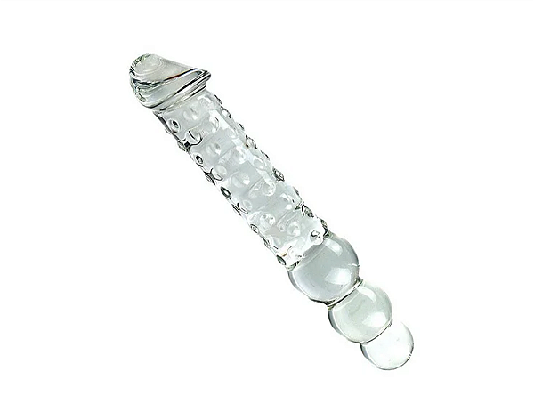 Dildo de Vidro com Ondulações - Transparente