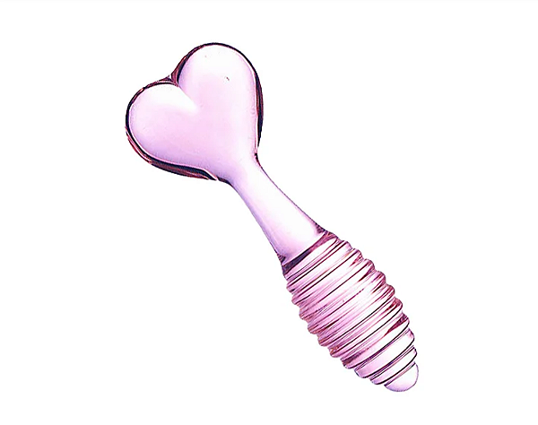 PLUG DE VIDRO FORMATO DE CORAÇÃO ROSa