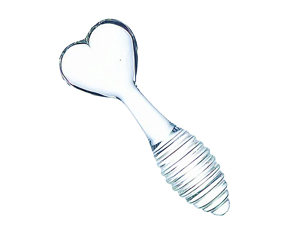 PLUG DE VIDRO FORMATO DE CORAÇÃO trasnsparente