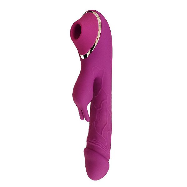 Vibrador Rabbit Estimulador Texturizado com Veias e Sugador de Clitóris