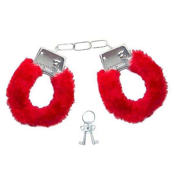 Algema Metal com Pelúcia - Vermelho