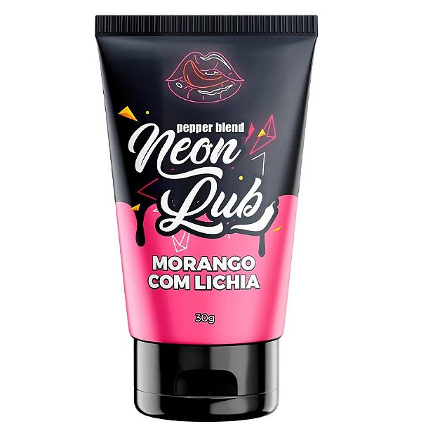 Neon Lub -  Lubrificante Efeito Neon Sabor Morango com Lichia