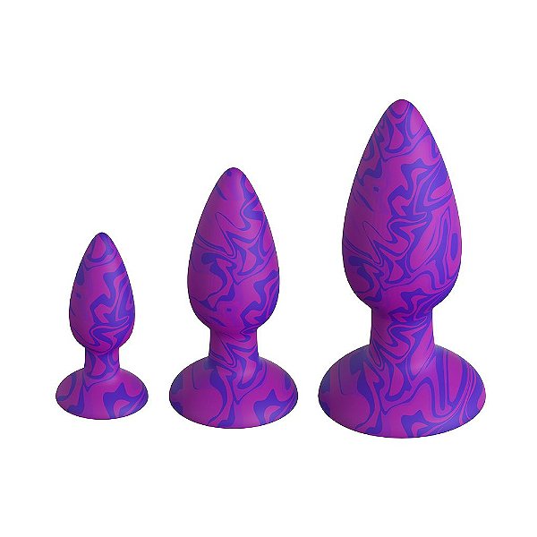 Kit Plug Anal com Ventosa - 3 Tamanhos