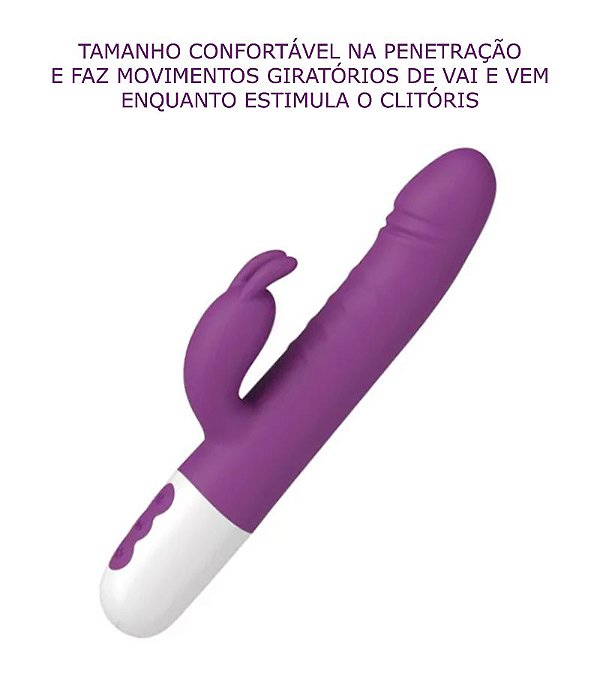 Vibrador Rabbit Com Movimento Giratório de Vem e Vai - 3 Cores