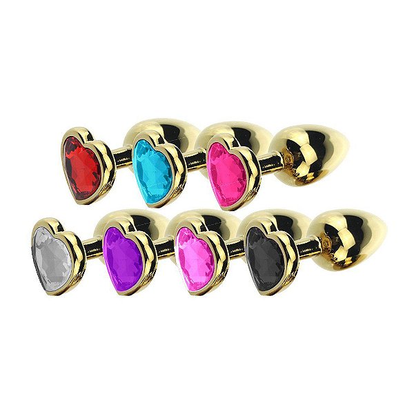 Plug Anal de Metal Gold com Formato de Coração - Tamanho M