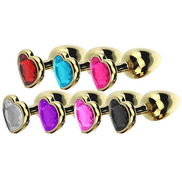 Plug Anal de Metal Gold com Formato de Coração - Tamanho G