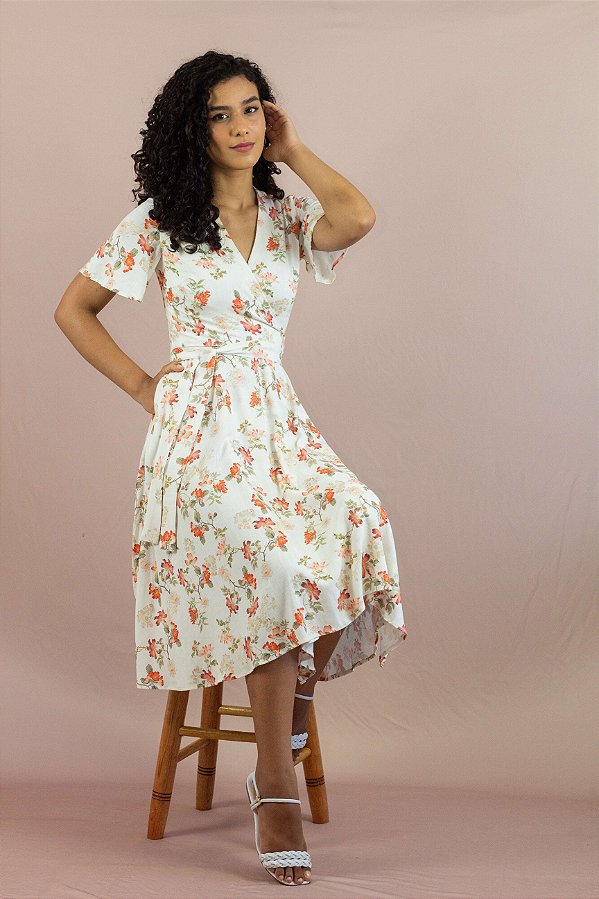 Vestido Floreat Midi Transpassado