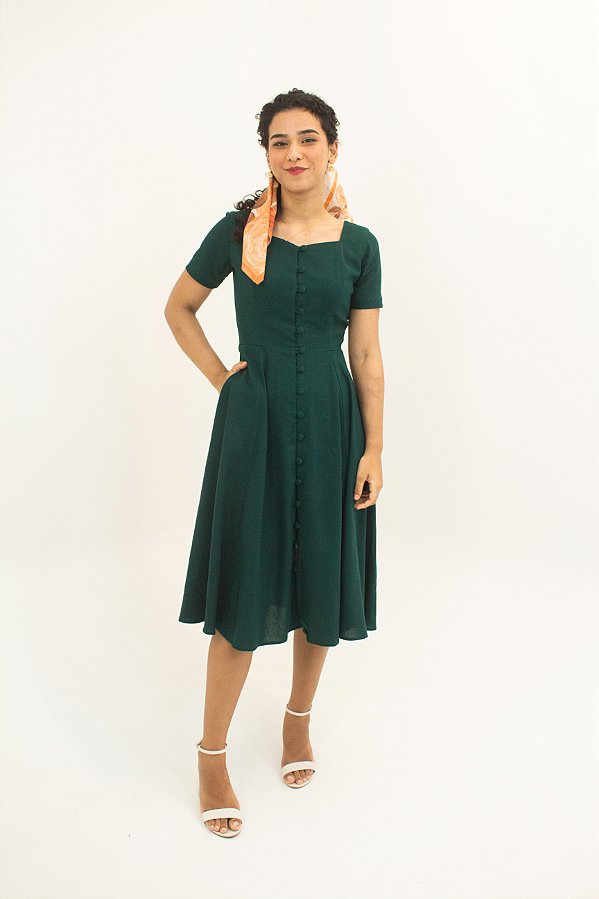 Vestido Relicário Midi - Esmeralda