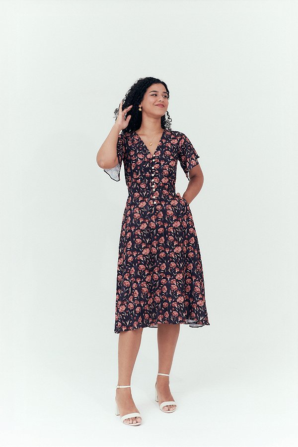 Vestido Serenata Midi Floral
