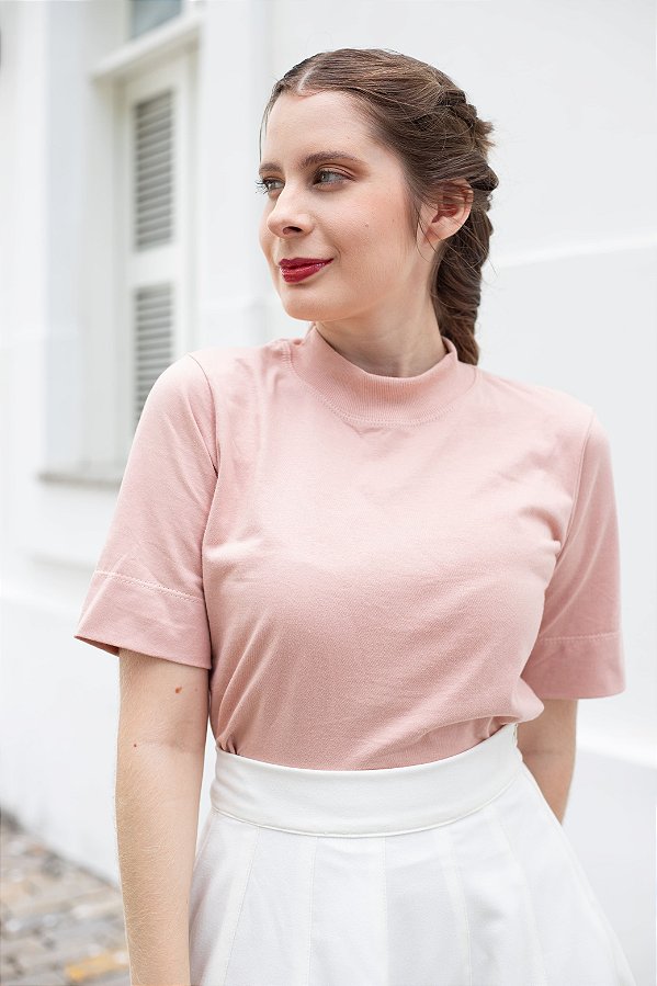 Blusa Essencial gola alta - Rose