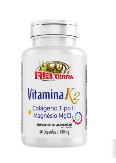 Vitamina K2 + Colágeno Tipo 2 + Magnésio MCI2 – Saúde Óssea e Articular – 60 Cápsulas de 500mg